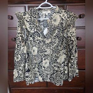 NWT, Umgee, Floral Black and Cream Women's Blouse, Sz. XL &  S